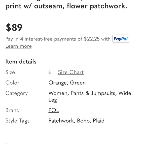 POL Designed in wide pants in woven print w/ outseam, flower patchwork. - Picture 5 of 5